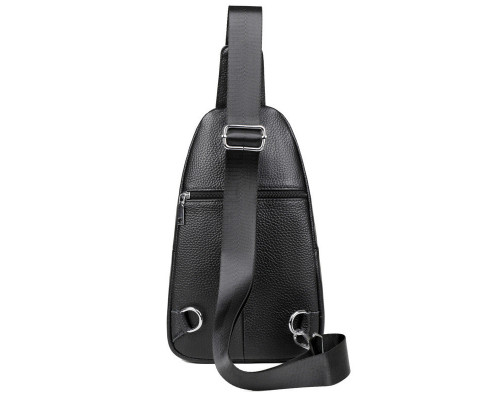 Чоловіча шкіряна сумка-бананка на одне плече 18х32х7, рюкзак слінг для телефону та дрібниці TIDING BAG 83228 чорний