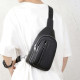 Чоловіча шкіряна сумка-бананка на одне плече 18х32х7, рюкзак слінг для телефону та дрібниці TIDING BAG 83228 чорний