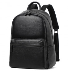 Чоловічий рюкзак з натуральної шкіри 28х39х15, наплічник для ноутбука та документів Tiding Bag 81809 чорний