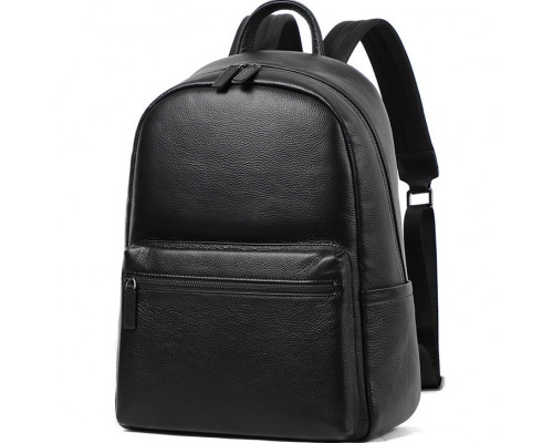 Чоловічий рюкзак з натуральної шкіри 28х39х15, наплічник для ноутбука та документів Tiding Bag 81809 чорний