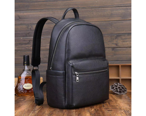 Чоловічий рюкзак з натуральної шкіри 28х39х15, наплічник для ноутбука та документів Tiding Bag 81809 чорний