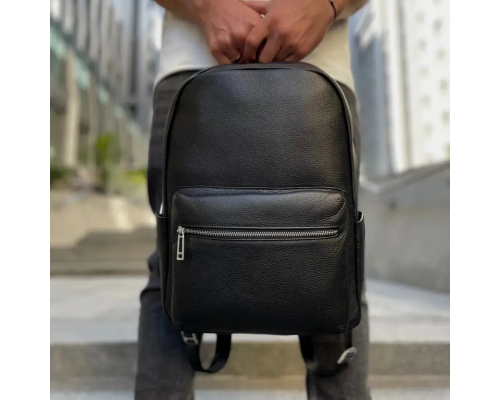 Чоловічий рюкзак з натуральної шкіри 28х39х15, наплічник для ноутбука та документів Tiding Bag 81809 чорний