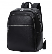 Чоловічий шкіряний рюкзак для поїздок та прогулянок 30х40х17, сумка на спину в офіс Tiding Bag 75362 чорна