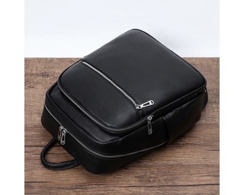 Чоловічий шкіряний рюкзак для поїздок та прогулянок 30х40х17, сумка на спину в офіс Tiding Bag 75362 чорна