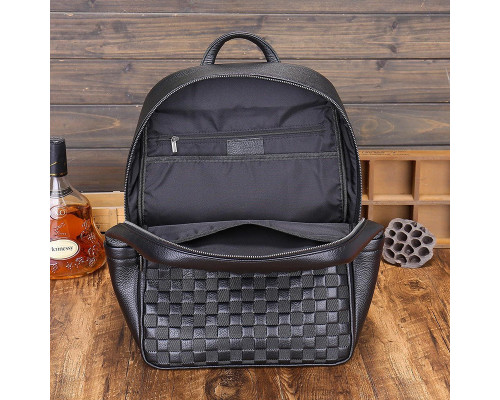 Рюкзак чоловічий шкіряний 30х41х15, міський наплічник для ноутбука та документів Tiding Bag 63989 чорний