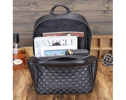 Рюкзак чоловічий шкіряний 30х41х15, міський наплічник для ноутбука та документів Tiding Bag 63989 чорний