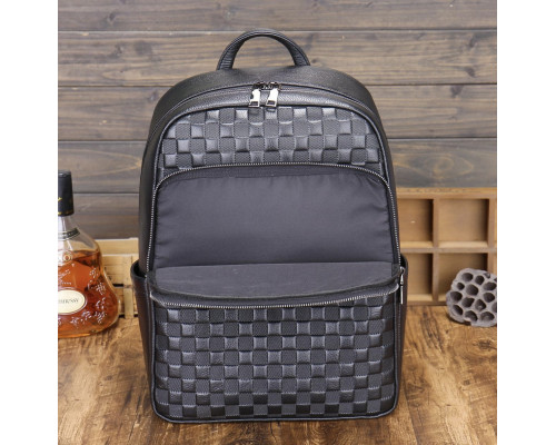 Рюкзак чоловічий шкіряний 30х41х15, міський наплічник для ноутбука та документів Tiding Bag 63989 чорний