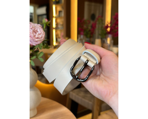 Шкіряний жіночий ремінь в білому кольорі 6231