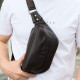 Чоловічий шкіряний рюкзак нагрудний для телефону 14х29х8, сумка бананка для міста та відпочинку 70101 чорна