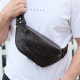 Чоловічий шкіряний рюкзак нагрудний для телефону 14х29х8, сумка бананка для міста та відпочинку 70101 чорна