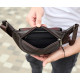 Чоловічий шкіряний рюкзак нагрудний для телефону 14х29х8, сумка бананка для міста та відпочинку 70101 чорна