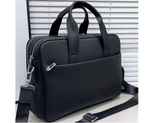 Шкіряна чоловіча ділова сумка для ноутбука 40x27x10, офісний портфель Tiding Bag 56901, чорний