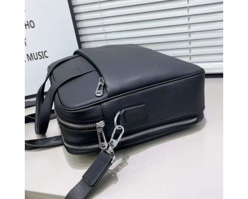 Шкіряна чоловіча ділова сумка для ноутбука 40x27x10, офісний портфель Tiding Bag 56901, чорний