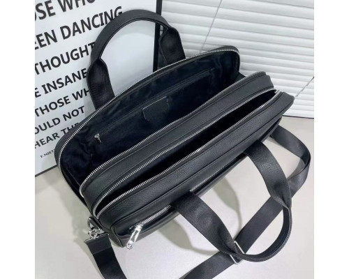 Шкіряна чоловіча ділова сумка для ноутбука 40x27x10, офісний портфель Tiding Bag 56901, чорний