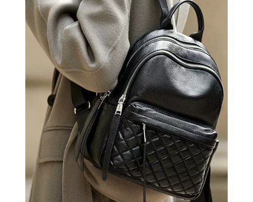 Жіночий шкіряний рюкзак міський 35х26х17, наплічник з натуральної шкіри, чорний