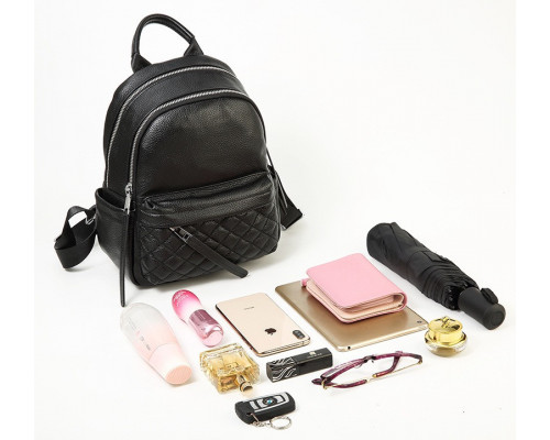 Жіночий шкіряний рюкзак міський 35х26х17, наплічник з натуральної шкіри, чорний