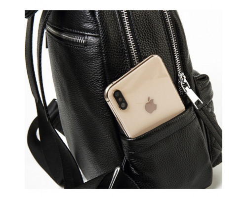 Жіночий шкіряний рюкзак міський 35х26х17, наплічник з натуральної шкіри, чорний