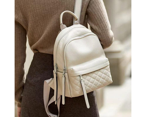 Жіночий шкіряний наплічник міський 35х26х17, рюкзак з натуральної шкіри, білий