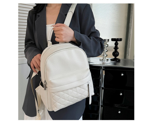 Жіночий шкіряний наплічник міський 35х26х17, рюкзак з натуральної шкіри, білий