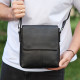 Шкіряна чоловіча сумка-месенджер 21х23х5.5, сумка планшет через плече Tiding Bag 48450 чорна