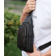Сумка слінг чоловіча через плече 19х31х7, нагрудна сумочка рюкзак з натуральної шкіри TIDING BAG 32545 чорна