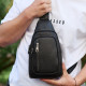 Сумка слінг чоловіча через плече 19х31х7, нагрудна сумочка рюкзак з натуральної шкіри TIDING BAG 32545 чорна