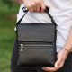 Шкіряна чоловіча сумка-месенджер 21х23х5.5, сумочка крос боді через плече чорна Tiding Bag 56230