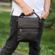 Шкіряна чоловіча сумка-месенджер 21х23х5.5, сумочка крос боді через плече чорна Tiding Bag 56230