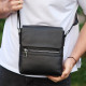 Шкіряна чоловіча сумка-месенджер 21х23х5.5, сумочка крос боді через плече чорна Tiding Bag 56230