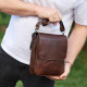 Барсетка з клапаном через плече 24х20х6, чоловіча сумка з гладкою шкірою Tiding Bag TD-81020 коричнева