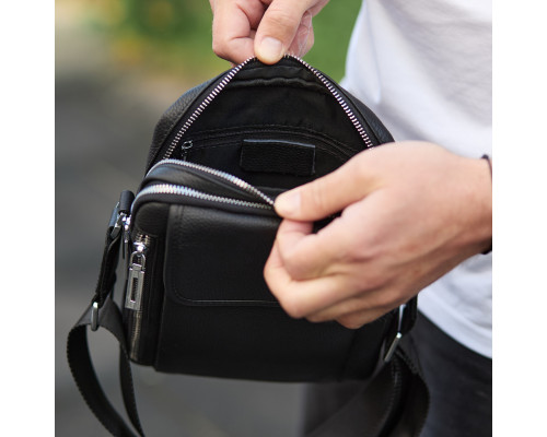 Чоловіча шкіряна сумка-барсетка 19х24х7.5, сумочка планшет через плече Bexhill BX-36256 чорна