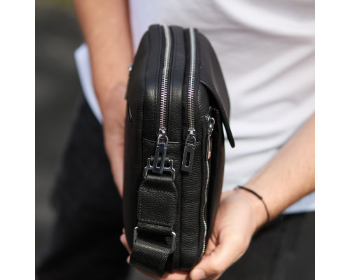 Чоловіча шкіряна сумка-барсетка 19х24х7.5, сумочка планшет через плече Bexhill BX-36256 чорна