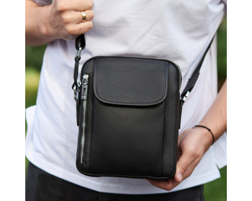 Чоловіча шкіряна сумка-барсетка 19х24х7.5, сумочка планшет через плече Bexhill BX-36256 чорна