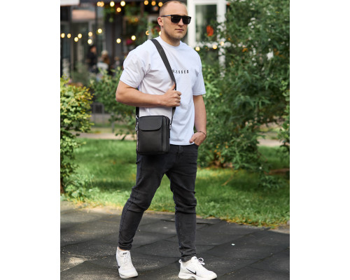 Чоловіча шкіряна сумка-барсетка 19х24х7.5, сумочка планшет через плече Bexhill BX-36256 чорна