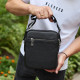 Чоловіча шкіряна сумка-барсетка 24х20х8, компактна сумочка на плече для чоловіка, наплічний месенджер, чорна