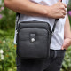 Чоловіча шкіряна універсальна сумка 24х20х8, барсетка зі шкіри, сумочка для чоловіків з регулюванням ручки, чорна