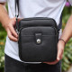Чоловіча шкіряна універсальна сумка 24х20х8, барсетка зі шкіри, сумочка для чоловіків з регулюванням ручки, чорна