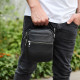 Чоловіча шкіряна барсетка 21х17х7, сумка для міста, компактний месенджер для щоденного використання, чорна