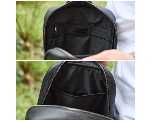 Стильний чоловічий шкіряний рюкзак 40х30х17, практичний аксесуар для ноутбука та документів, чорний