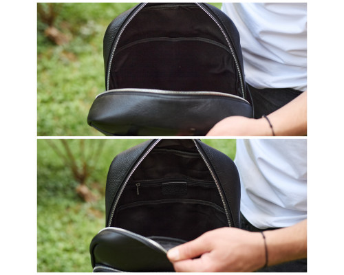 Універсальний чоловічий рюкзак із шкіри 41х31х16, зручний наплічник для ноутбука та документів, чорний