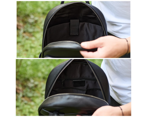 Чоловічий шкіряний рюкзак 41х31х16, універсальний міський наплічник для роботи та поїздок, офісна чоловіча сумка, чорний