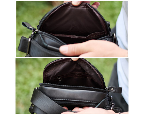 Чоловіча шкіряна сумка, барсетка з натуральної шкіри 24х18х8, сумочка для чоловіків, чорна