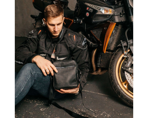 Чоловіча шкіряна чорна сумка через плече Detroit