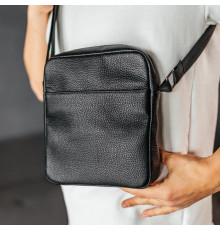 Чоловіча шкіряна сумка через плече London чорна