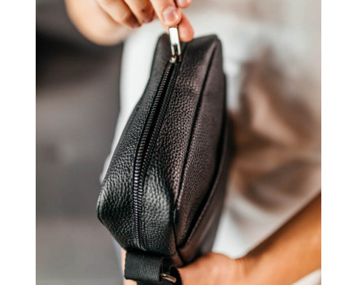 Чоловіча шкіряна сумка через плече London чорна