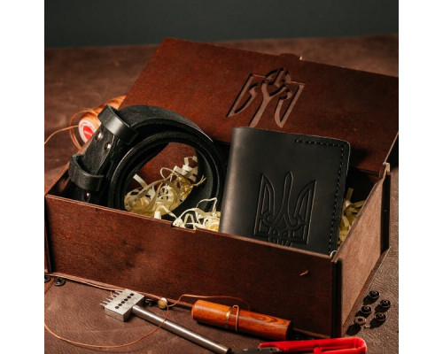 Подарунковий чоловічий набір з ременя Florida та обкладинки на паспорт