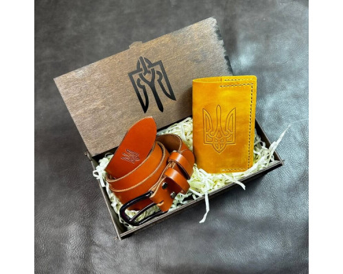 Подарунковий чоловічий набір з ременя Florida та обкладинки на паспорт