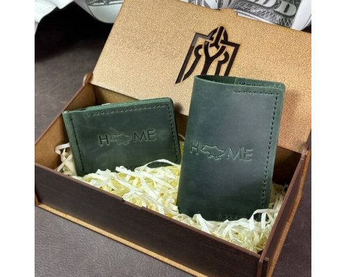 Подарунковий чоловічий набір із затискача для грошей та обкладинки на паспорт