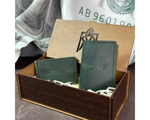 Подарунковий чоловічий набір із затискача для грошей та обкладинки на паспорт