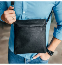 Чоловіча шкіряна сумка через плече чорна Flash Up